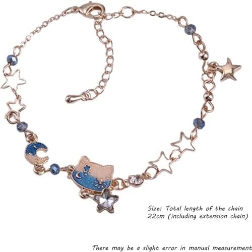 Playful girlysense beautiful kitty bracelet woman cute star moon gradient color all-match jewelry lover souvenir girlfriend gift