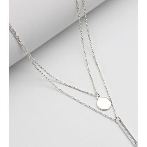 Layered Necklace For Women Simple Pendant Choker Chain Fashion Jewelry Double Layer Round Disc Bar Charm Girl Accessories 202133