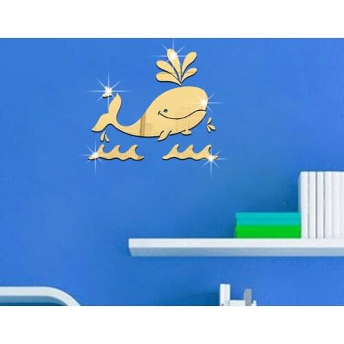 Jm129 Cartoon Children Stereo Acrylic Wall Sticker Whale Mirror Sticker Mirror Sticker Removable