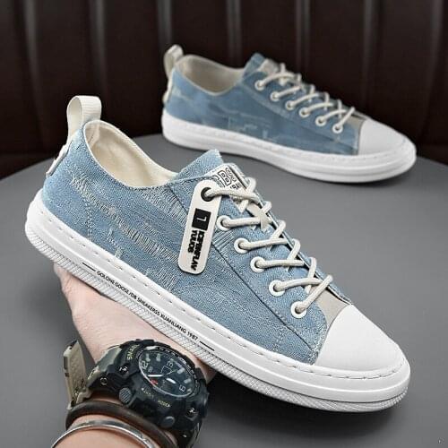 Mens Denim Jeans Sneaker Flats Sneakers Sport Oxfords Shoes Casual Cowboy Black Blue New Boys 3Colors New 2021