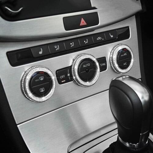3pcs Car AC Control Adjustment Knob Cover with Crystals Styling Moulding Trim for Volkswagen Beetle 2013 2014 2015 2016
