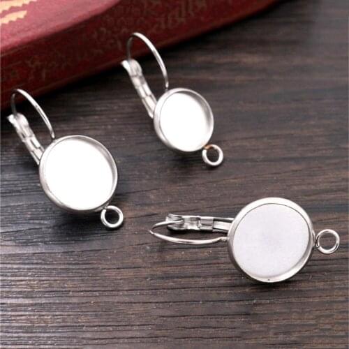No Fade ) 8mm 10mm 10pcs Stainless Steel one Loop French Lever Back Earrings Blank/Base,Fit 8mm 10mm Glass Cabochons