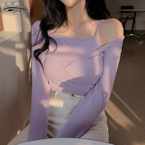 Spring and Summer New Sweet Candy Color Vigor Tops Lady Solid Color Simple Slim Stylish T-shirt Two-piece Suit Girl Blusas 12878