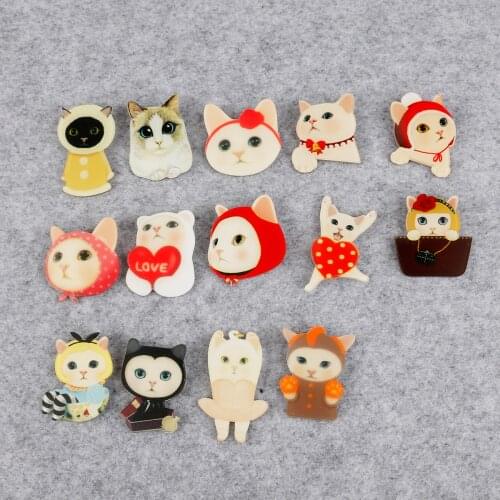 New Arrival 1Pcs/lot Cute Cat lady Kitty Badges for Clothing/Bag/Shoe Icons On Backpack 3D Acrylic Badges Badge Icon Pin Brooch