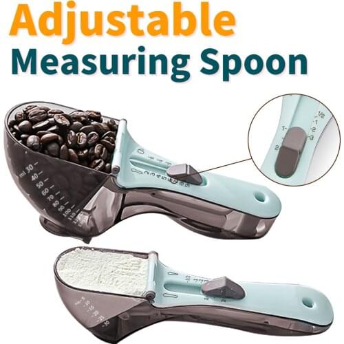 Meijuner Adjustable Measuring Spoons with Magnetic Snaps Portable Metering Scoop Precise Plastic Scale for Baking 30/130ML