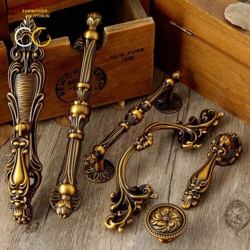 Door Knob Handle Catch Pull Grip Furniture Wardrobe Closet Cabinet Drawer 33mm - 170mm Vintage American Rustic Coffee Bronze