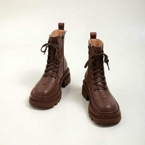 2021 New Genuine Cow Leather Knight Boots Womens Boots For The Winter Platform Shoes Flat Snow Boots Ankle Boots For Women