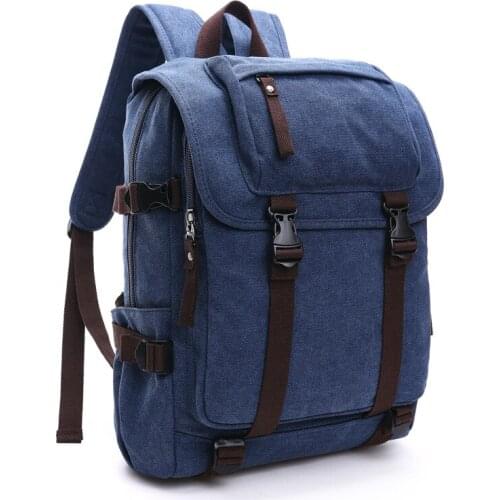 Mens backpack, color matching cover, fashion canvas field pack, retro Korean style, shopping and work travel bag mini bag