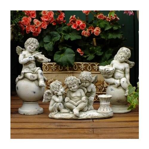 Garden Balcony Ornament Adorn European Style Retro do Old Lovely Angel Terrace Statue Courtyard Dooryard Cement sculpture yard