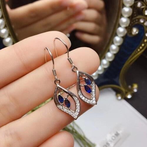 Blue gemstone pendant earrings with earring hook