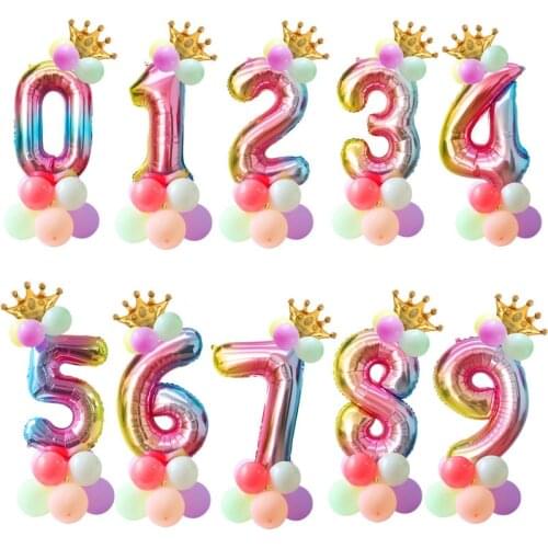Colorful Number Foil Balloons 0 1 2 3 4 5 6 7 8 9 Happy Birthday New Year Decorations Kids Party Balloons Wedding Anniversary