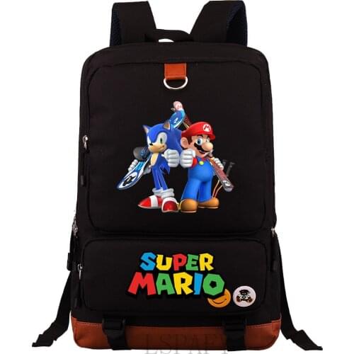 Mario Bros School Bags Backpack for Teenagers Girls Kids Boys Children Student Backpacks Travel Bag Laptop Bolsa Escolar