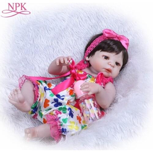 NPK 48CM Silicone Reborn Baby Dolls Cute Bebe Doll Clothes Lovely Bebes Reborn Menina 19inch Hot Birthday Gift For Children