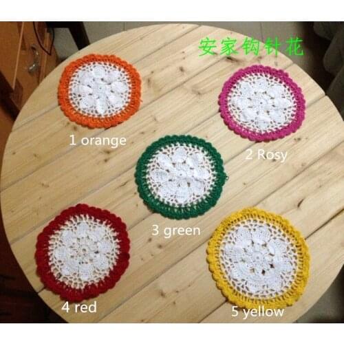 50% off wholesale 6 pic/lot 2015 new arrival fashion cotton crochet lace doilies as wedding decor plate pads potholder for home