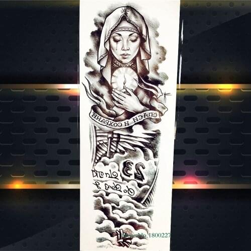 HOT Beauty Nun Girl Cry Inspired Hope Totem Temporary Tattoo Sticker Men WOmen Full Body Arm Sleeve Waterproof Fake Black Tattoo