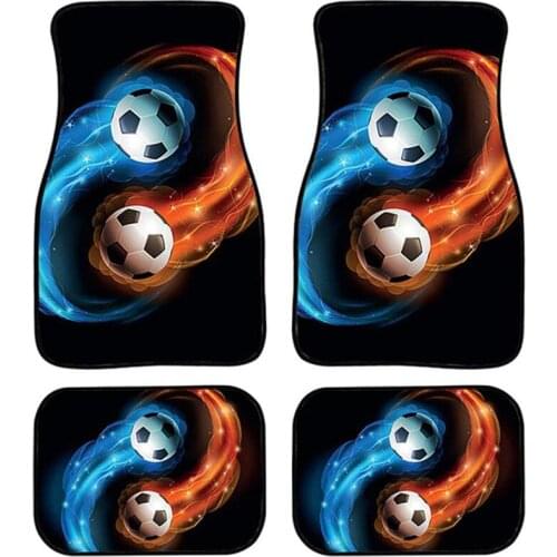 Aimaao Fire and Water Soccer Ball Print Fashion Universal Car Floor Mats with Non Slip Rubber Backing For Kia VW Skoda Honda