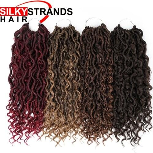24 Strands Afro Synthetic Curly River Locs Twist Crochet Hair Ombre Goddess Locs Hair Extensions Locks Braids For Black Women