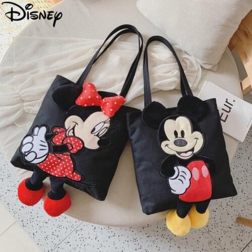 Disney Mickey Mouse Single Shoulder Woman Bag Female Handbag Large Capacity Soft Messenger Canves Cartoon Shopping Bag Kid Gift