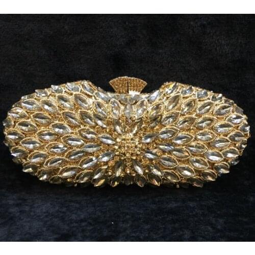 Women Gold/Silver Color Evening Bags Crystal Clutch Bag Handbags For Wedding Party Bridal Rhinestone Clutch Box Minaudiere Purse