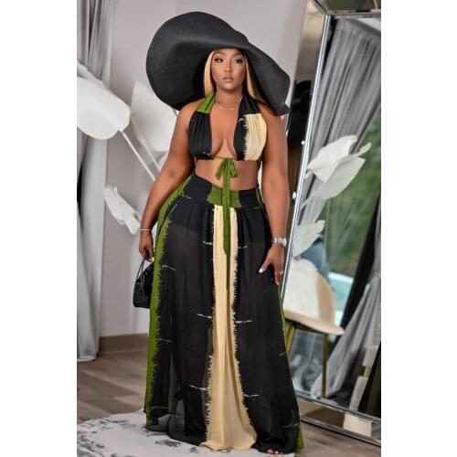 SKMY Fashion Patchwork Long Maxi Dress High Waist Elegant OL Hollow Out Bandage Lace-Up Backless Dresses For Women 2021