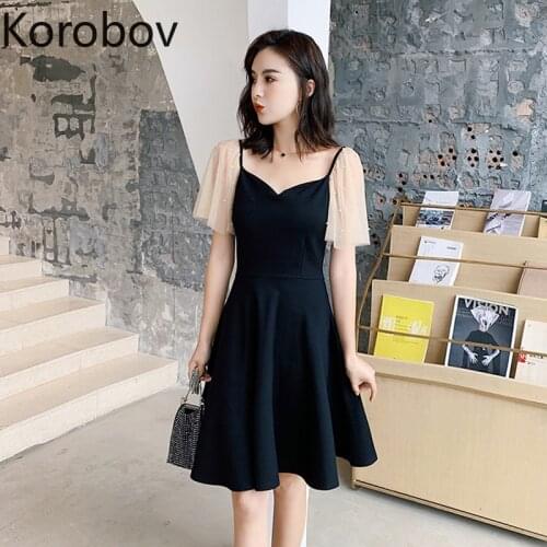 Korobov High Waist Hip A Line Dress Women Square Collar Sexy Open Collarbone Party Vestido V Neck Short Sleeve Ropa Temperament