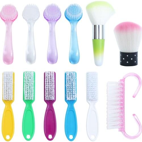 1PC 6 Types Nail Brush Cleaning Remove Dust Powder Plastic Cleaner for Acrylic UV Gel Nails Art Manicure Care Accessory