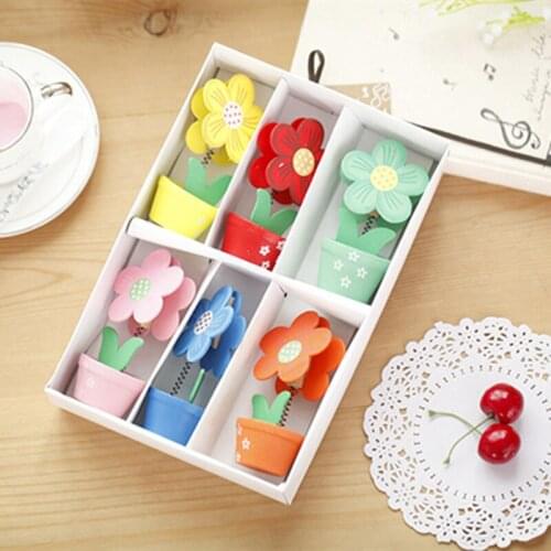 1Pc Wooden Photo Clip Flower Pot Crafts Memo Clamp Note Holder DIY Wedding Party Wooden Clip Office Study Room Decoration