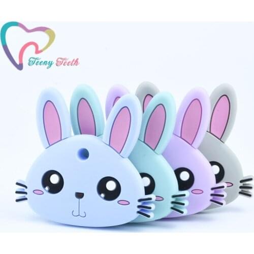 1 PC Baby Teething Bunny Teether Gums Massage Toys Silicone Cartoon Teether Teething Relief Soft Texture Rabbit Baby Teether