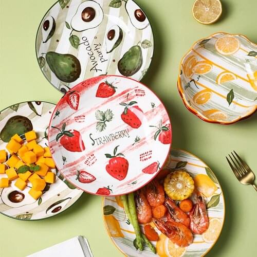 1PC Simple Nordic Dishes Set Ceramic Plate Creative Kitchen Hand-Painted Tableware Western Steak Plate