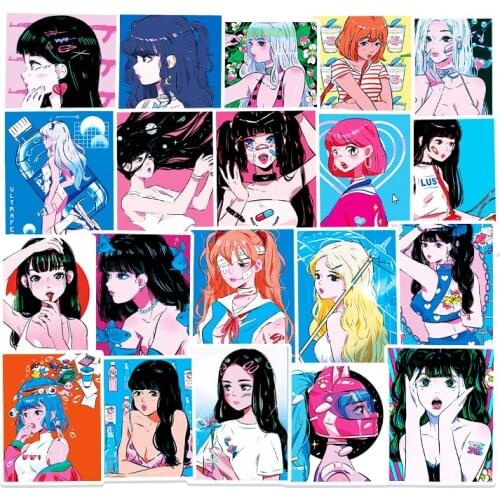 10/30/50Pcs ins Wind Sweetheart Girl Graffiti Sticker Personalized Mobile Phone Shell Skateboard WaterCup Helmet Luggage Sticker