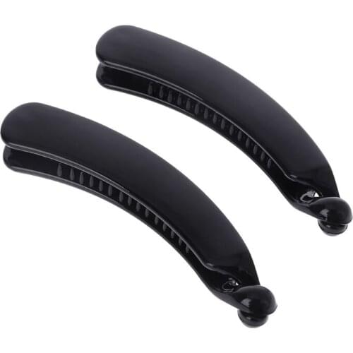 Q1QA 2 Pieces 11cm Banana Hair Clips Black Round Head Plastic Barrette Ponytail Holder DIY Hair Accessories
