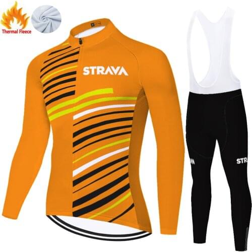 2021 STRAVA cycling jersey men 20D Winter Thermal Fleece warm bike clothes long sleeve cycling jersey pantalon ciclismo hombre