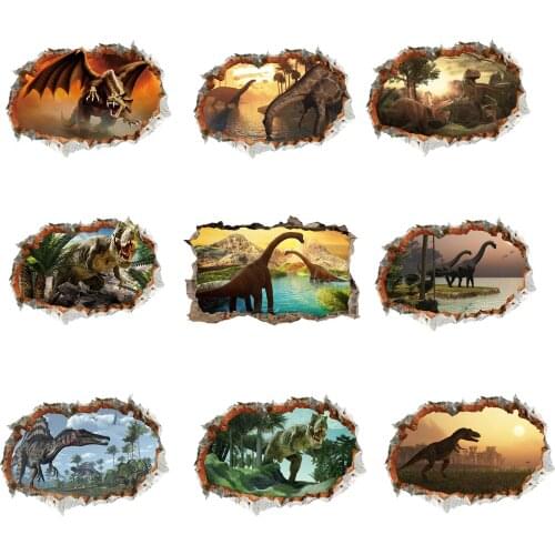 3d Dinosaur Wall Stickers MovieJurassic Park Smashed Wall Art Decals Murals For Kids Rooms Bedroom Home Decor