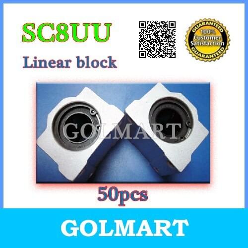 50pcs SC8UU SCS8UU 8mm Linear Ball Bearing Pillow Bolck Linear rail unit for CNC