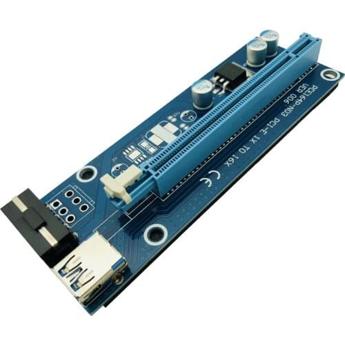 6PCS NEW VER006 Riser 1x to 16x PCI Express Riser Card PCI-E Extender 60cm USB 3.0 Cable SATA to 4Pin Power for BTC Miner Mining