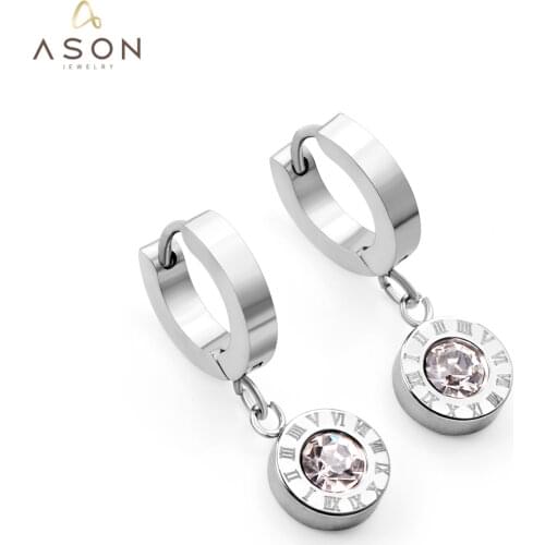 ASONSTEEL Lovely Roman Numerals Pendant Earrings with Cubic Zirconia for Women Girls Dangle Earring Accessories Jewelry Gift