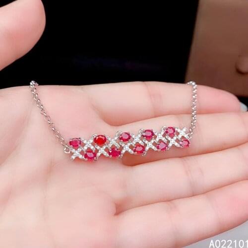 KJJEAXCMY fine jewelry S925 sterling silver inlaid natural ruby Girls luxury hand Bracelet Support test Chinese style with box