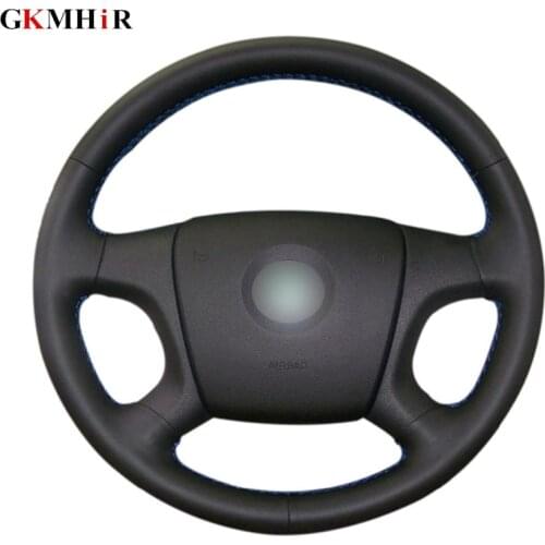 GKMHiR DIY Hand-stitched Black Artificial Leather Car Steering Wheel Cover for Old Skoda Octavia 2005-2009 Fabia 2005-2010