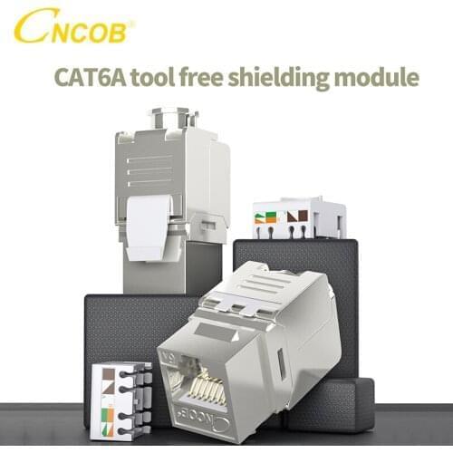 CNCOB Toolless RJ45 Keystone Cat6a Shielded FTP Zinc Alloy Module 10GB Network Connector Adapter Cat7