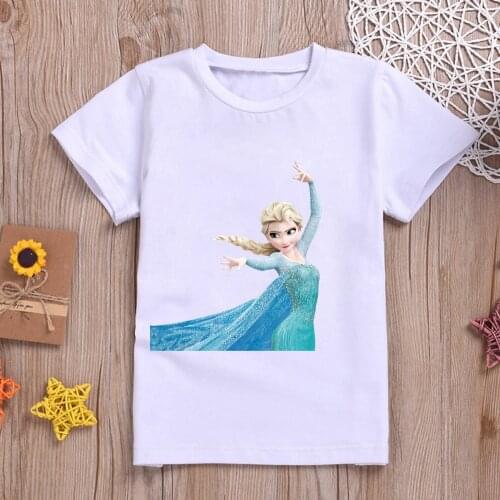 Disney Kids T Shirts Kids Frozen Anime Figures Elsa Print T-shirts Baby Boys Girls Clothes Tops Fashion Summer Casual Costumes