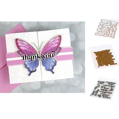 Letters of Thanks Hug Cutting Dies Hot Foil Scrapbooking Diary Decorate Embossing Template Diy Greeting Card 2021 New Arrival