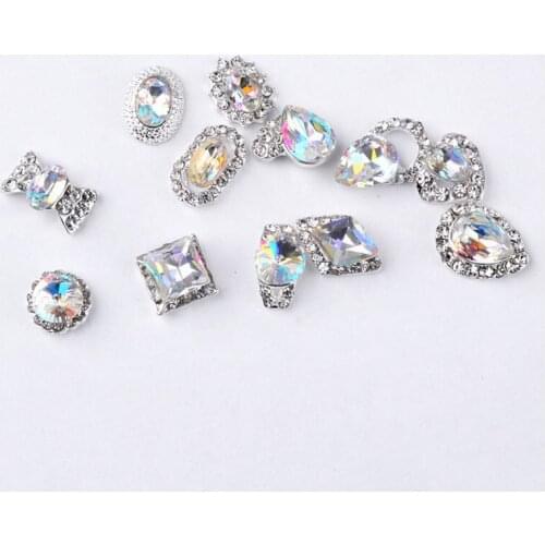 Nails Art Decoration Crystal Nail Rhinestones Irregular Beads DIY Wheel Tips 3D Nail Acrylic Diamond White Silver Shining Color