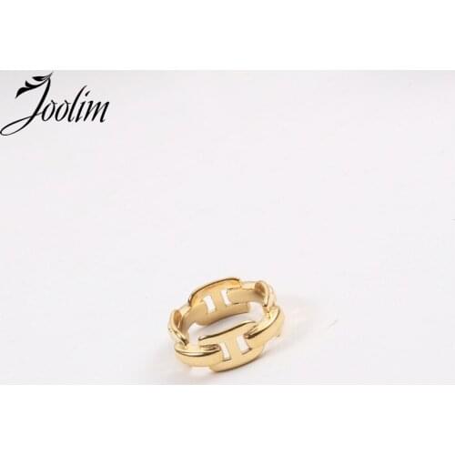 Joolim High End 18K Gold PVD Fashionable Easiest Chain Joint Rings for Women Stainless Steel Jewelry Wholesale