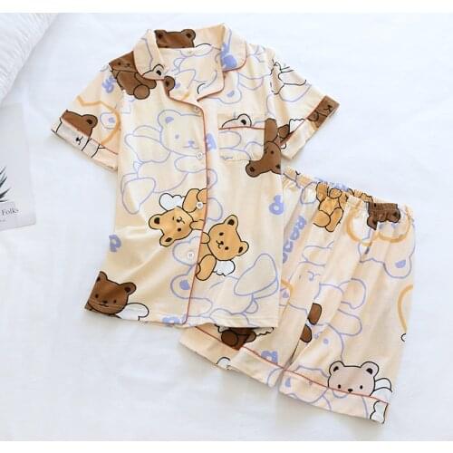 2 PC Set Cute Clothes Conjunto Femenino Short Pantalones Cortos Plus Size Zestawy Femininas Outfits Ropa Mujer Verano Sleepwear