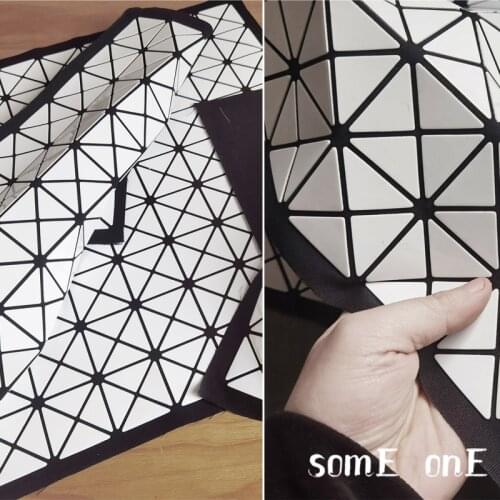 PVC Leather Fabric Miyake Style White Triangle Mirror Reflective DIY Patches Decor Modeling Crafts Bags Fashion Designer Fabric