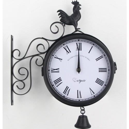 Creative Simple Wall Clock Vintage Living Room Art Luxury Double Sided Metal Wall Clock Bedroom Reloj De Pared Home Decor DG50WC