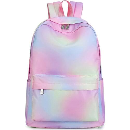 Fashion Youth Backpacks Teenage Girls School Bags Casual Large Capacity Rainbow Color Travel Bookags Nylon Waterproof Rucksack