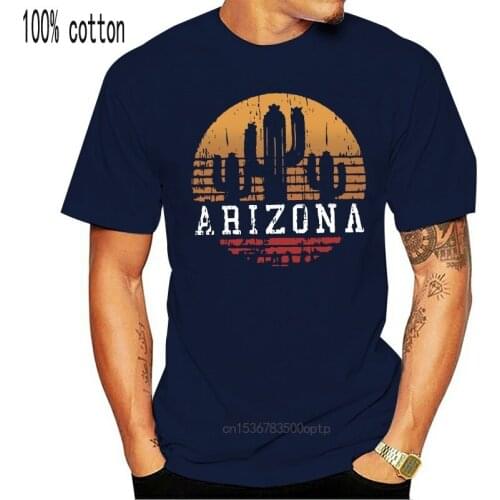 Men tshirt Arizona - Vintage Retro Cactus Gift - Unisex Poly Cotton T-Shirt Printed T-Shirt tees top