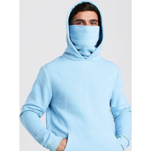 2020 Blue Oversized Hoodies With Mask Big Pockets Sweatshirts Fashion Gym Thin Long Sleeve Hooded Tops Casual Men Clothing