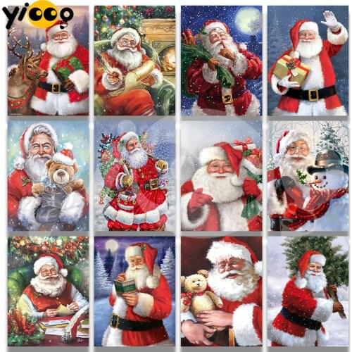 Full Square Drill Diamond Painting Cross Stitch 5D Embroidery Santa Claus Diamond Mosaic Rhinestone Home Decor Gift TB12